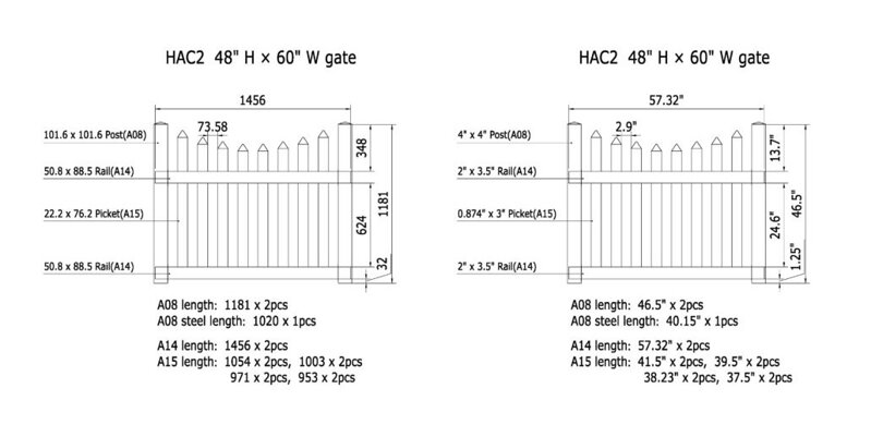 Plastová PVC oblúková latková brána (48″ x 48″ / 122 cm x 122 cm) – vrátane pántov a zámkov